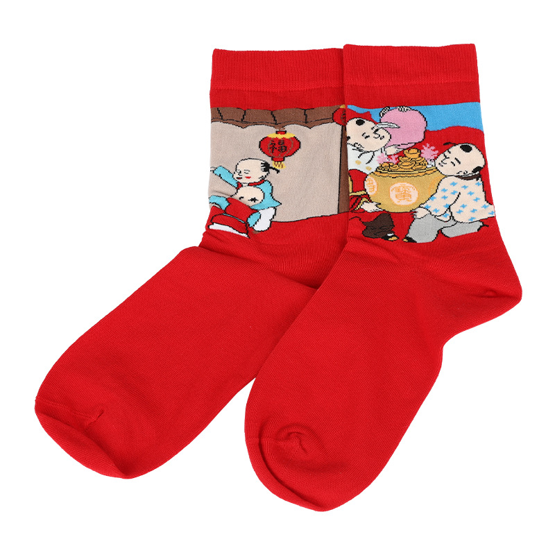 الجملة أو العرف السيدات الصينية السنة الجديدة اللباس الجوارب مع الأنماط